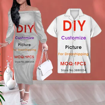 Noisydesigns Custom 2 Pcs Sexy Women One Off Shoulder Dress Long Sleeve And Men Shirt Party Couple Clothing Sets 2022 Dropship