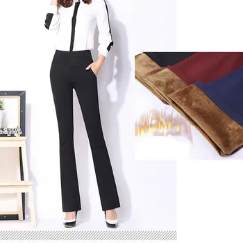 

Classical Elastic high waist flare pants Winter Thickened Warm bell bottoms Office Lady Butt lifting leggings skinny trousers