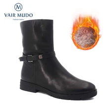 VAIR MUDO/; Модные ботильоны; женская зимняя повседневная обувь из натуральной кожи; женские теплые ботинки; обувь на плоской подошве на молнии; DX46