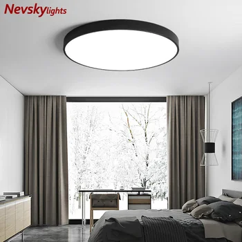 

Simple ceiling lamp bedroom geometric art led kitchen fixture dining minimalist led ceiling lights living room white shade black