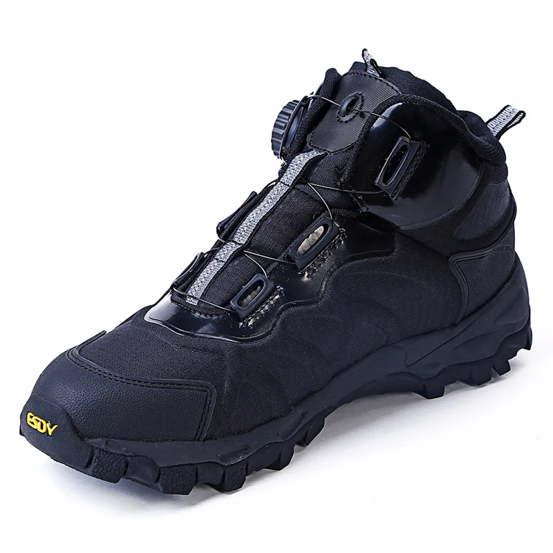  Men Casual Work Shoes Spring Automatic Buckle Waterproof Canvas Combat Ankle Boot Tactical Military