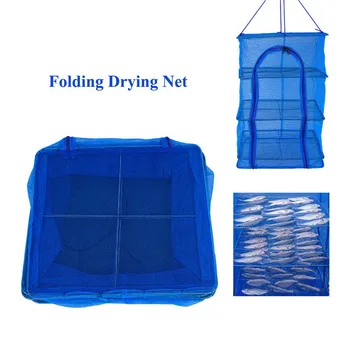 

High-Qua Foldable 3 Layers Fish Net Red Drying Rack Folding Mesh Hanging Vegetable Dishes Dryer Hanger Suspension Fishing Net