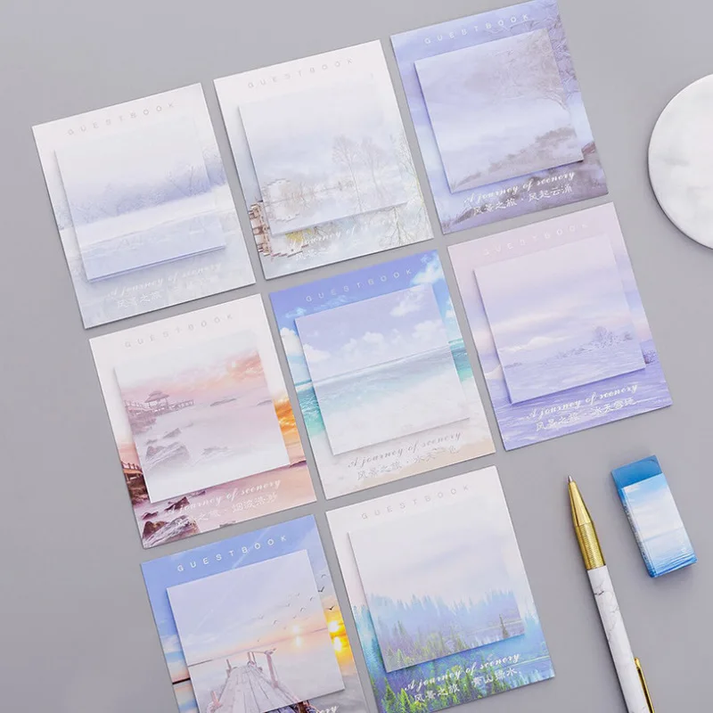 

1Pcs Creative Landscape Travel Memo Pad Sticky Notes Memo Notebook Stationery Note Paper Stickers Office School Supplies