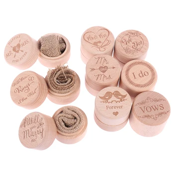 

Personalized Rustic Wedding Wooden Ring Box Jewelry Trinket Storage Container Holder Custom Rings Bearer Blank DIY