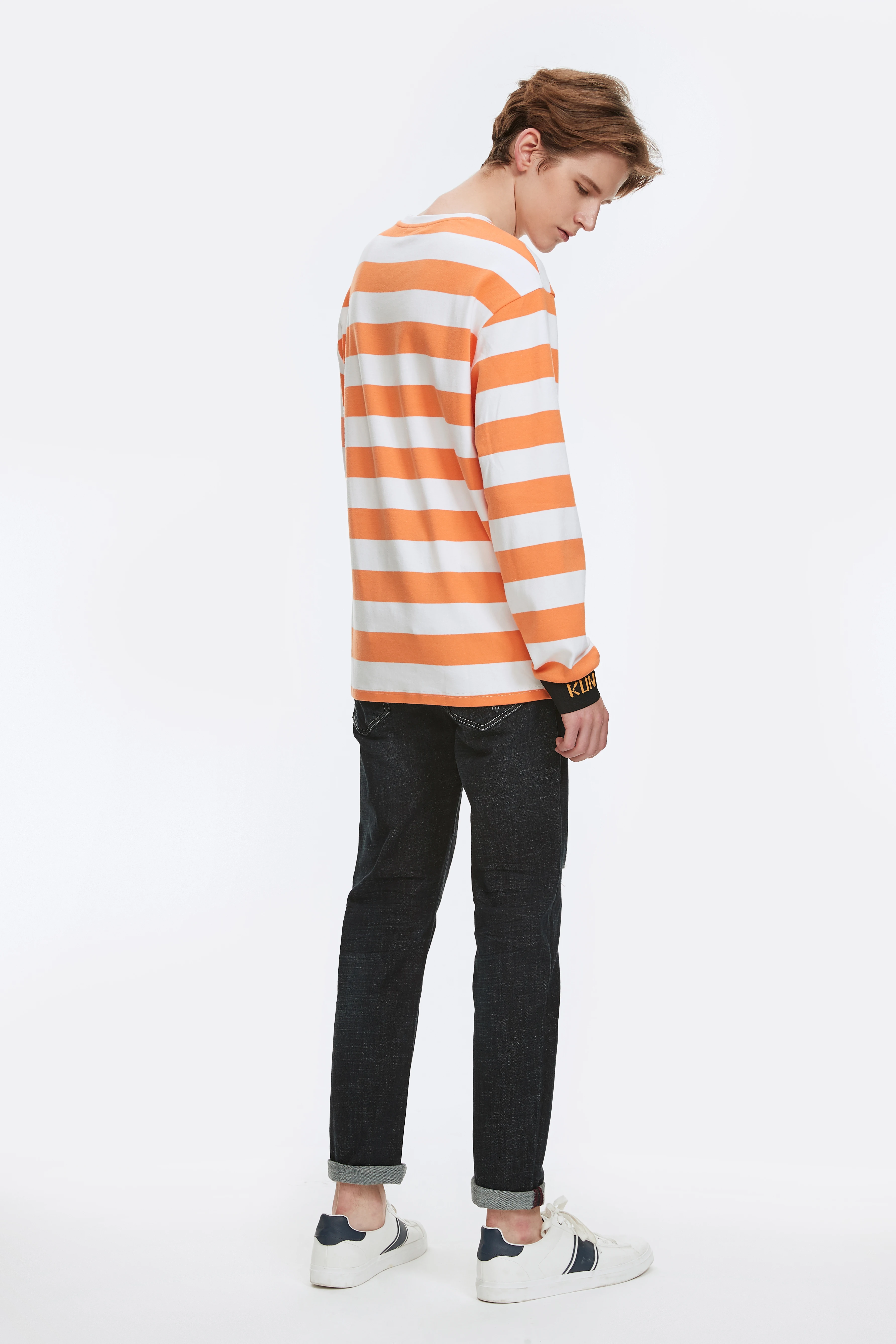 Orange and white long sleeve shirt Clearance