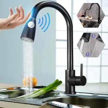 

Black Pull Out Kitchen Faucet Stainless Steel Touch Control Kitchen Faucets Sensor Kitchen Sink Taps Mixer Touch Faucet