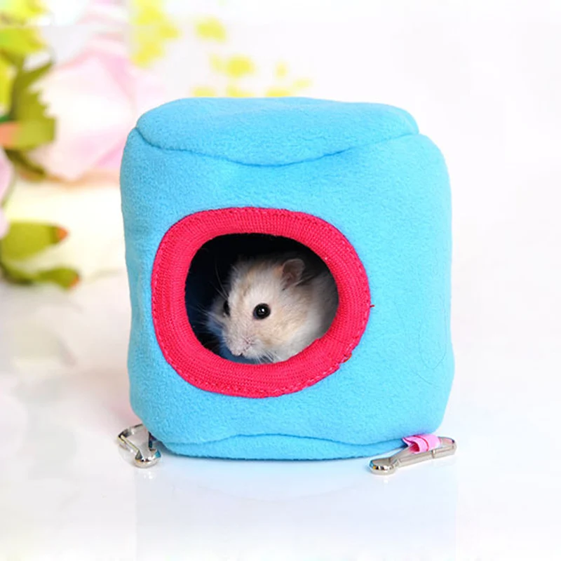 

S/L Cute Small Animal Cage House Winter Warm Pet Rabbit Hamster House Bed Nest Plush Cat Hammock Bed For Rat Chinchilla Squirrel