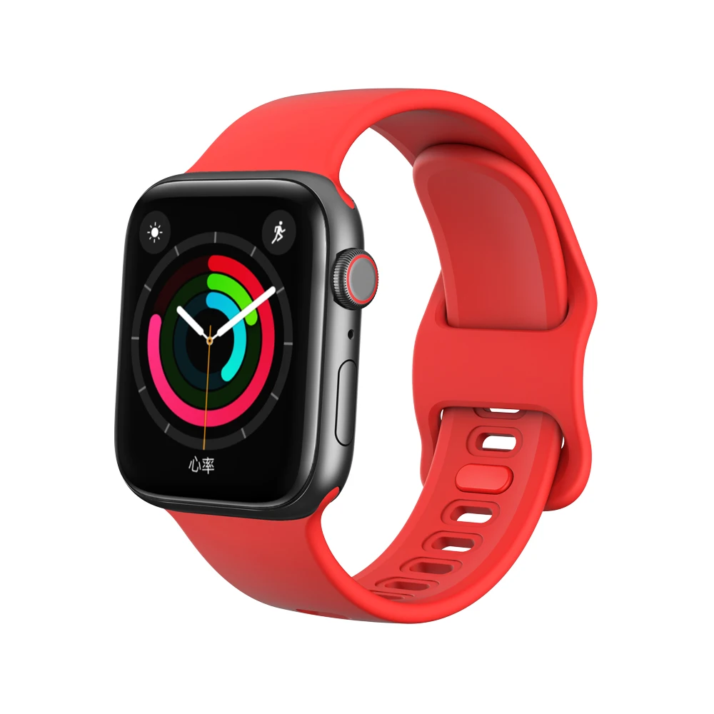 red Силиконовый ремешок для Apple watch band 44 мм 40 мм Apple watch 5 4 3 2 1 iWatch band 38 мм 42 мм спортивный жидкий ремешок для часов браслет ремень - Цвет ремешка: red