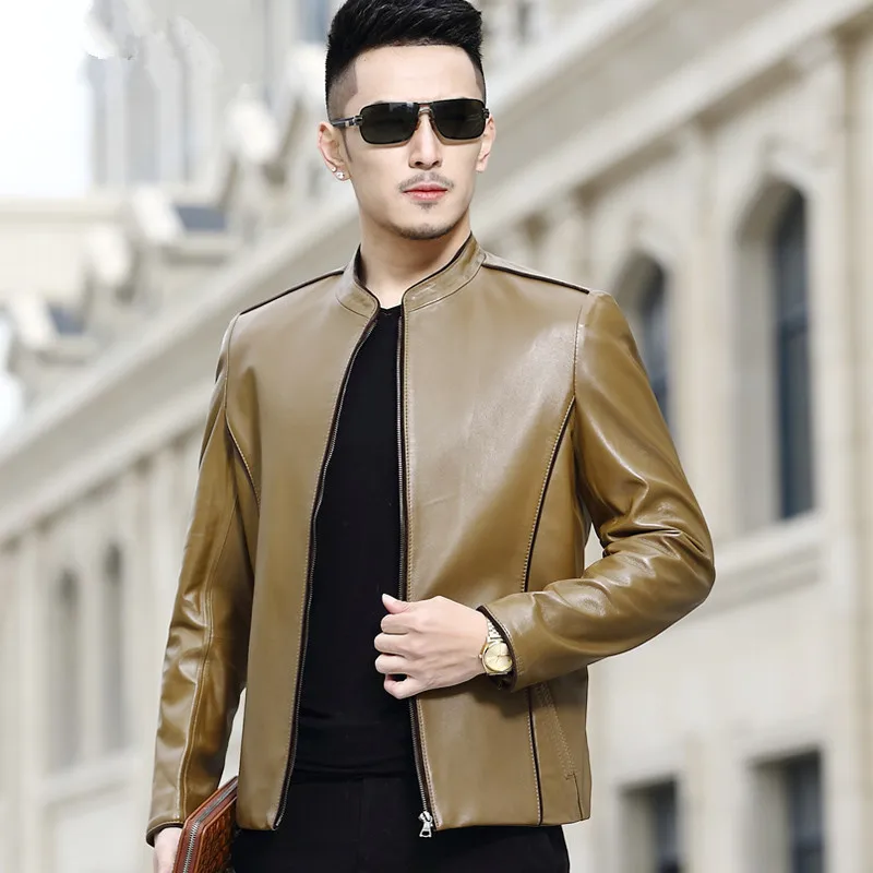 

Genuine Leather Jacket Short Sheepskin Coat Men Spring Autumn Blazer Leather Jackets Blouson Cuir Homme A16CJ8807 YY282