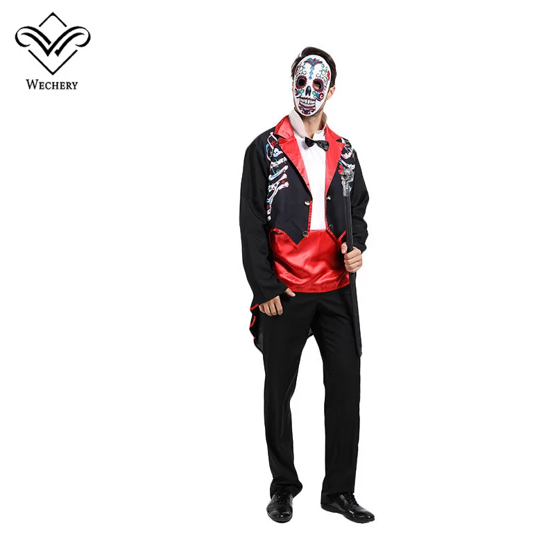 

Wechery Skull Cosplay Costumes Anime Horror Mexican Mens Holiday Anime Cosplay Top Mask Male Halloween Costume