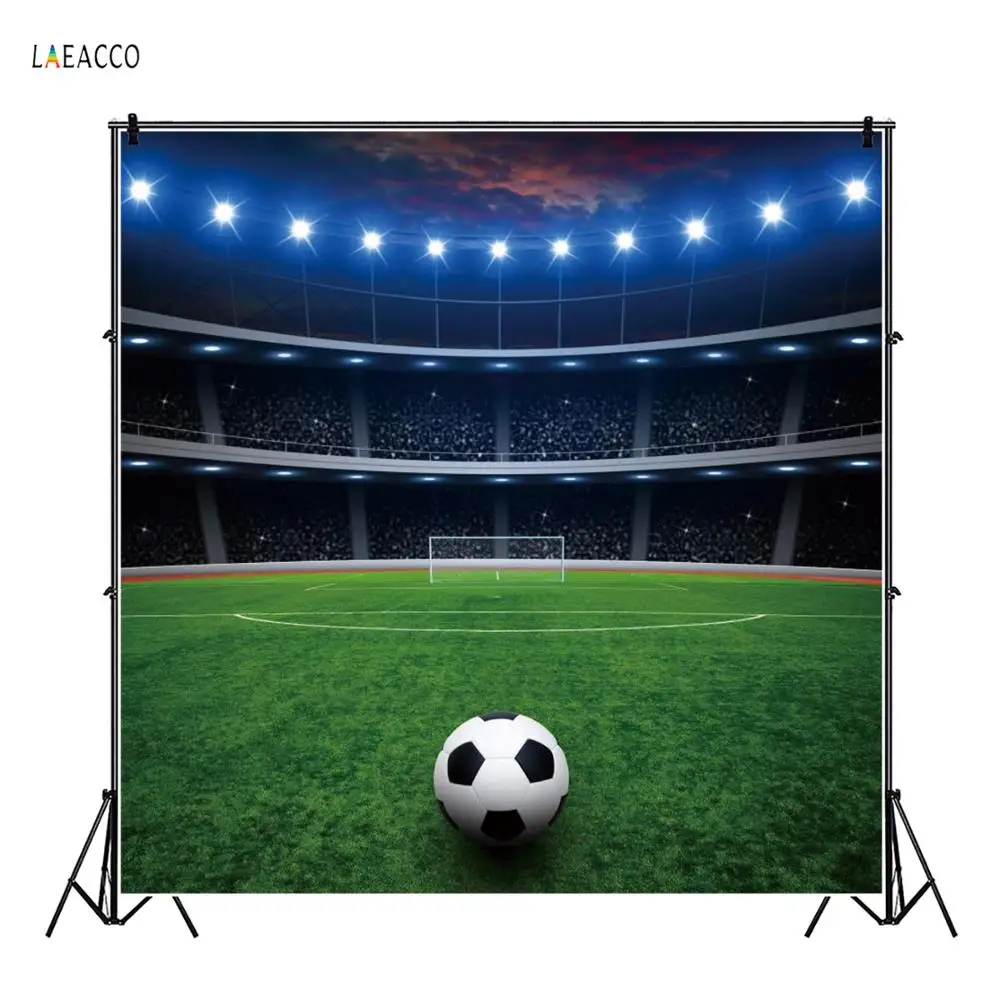 

Laeacco Sports Football Soccer Field Stadium Light Green Grass Photo Backdrop Birthday Party Photography Background Photo Studio