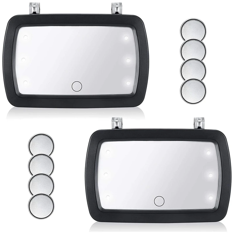 2 Set Car Sun Visor Mirror, Makeup Sun Shading Cosmetic Mirror with LED