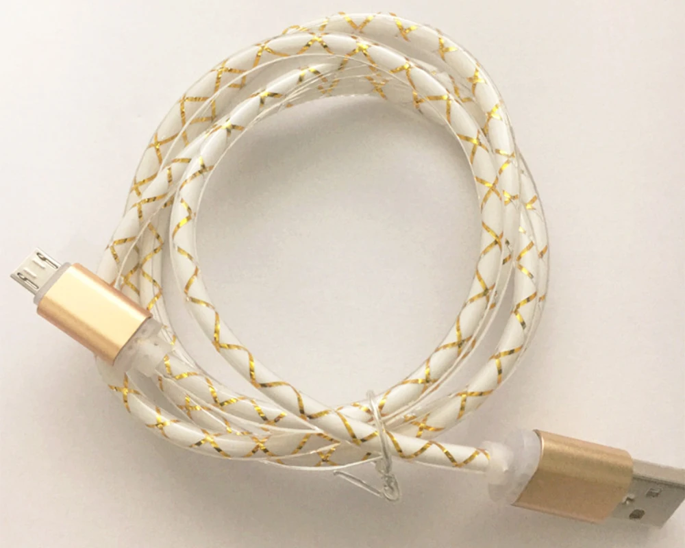 마이크로 USB 충전 데이터 동기화 케이블, 가시 LED 조명, 안드로이드 폰 범용 휴대폰용, 5 핀, 로트당 100 개