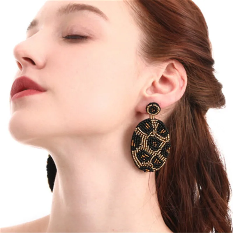 

Female Women Girl Big Vintage Dangle Drop Earrings Beads Leopard Bohemia Ethnic Handmade Fashion Jewelry Accessories-JM-W13