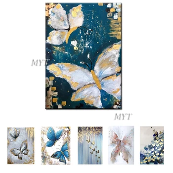 

Free Shipping Handmade Abstract Adorable Blue Butterfly Art Oil Painting On Canvas Animal Paintings For Living Room Decor