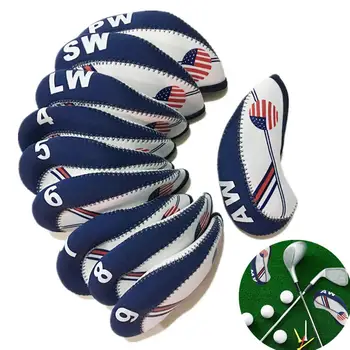 

Golf Hat Clip Movement Club Iron Cover Golf Club Cover Sports Equipment American Flag Pattern Blue White Neoprene Material