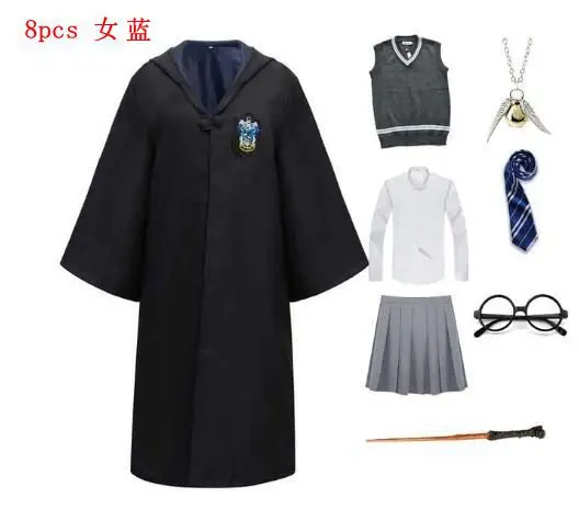 thumbnail image 1 of Capa de túnica mágica, disfraz de Potter, traje de Hermione, corbata, bufanda, varita, gafas, regalo de Godric, disfraz de Potter, ropa de fiesta de Halloween, 1 of 5