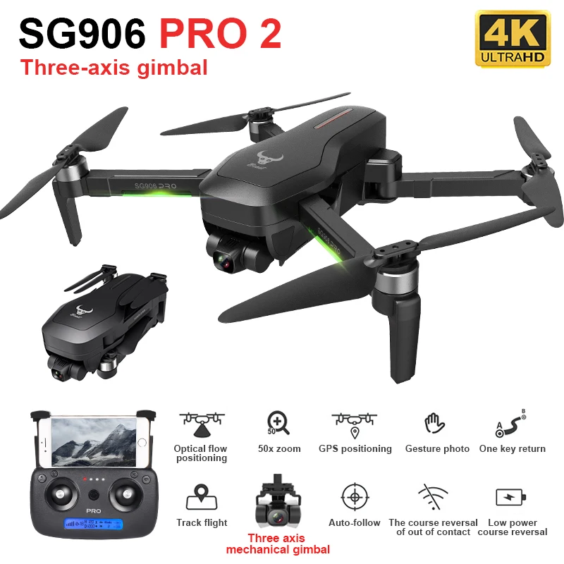 Zlrc Sg906 Pro 2 Drone With Gps 4k 5g Wifi 3-axis Gimbal Dual Camera  Professional 50x Zoom Brushless Motor Quadcopter Rc Dron - Rc Quadcopter -  AliExpress