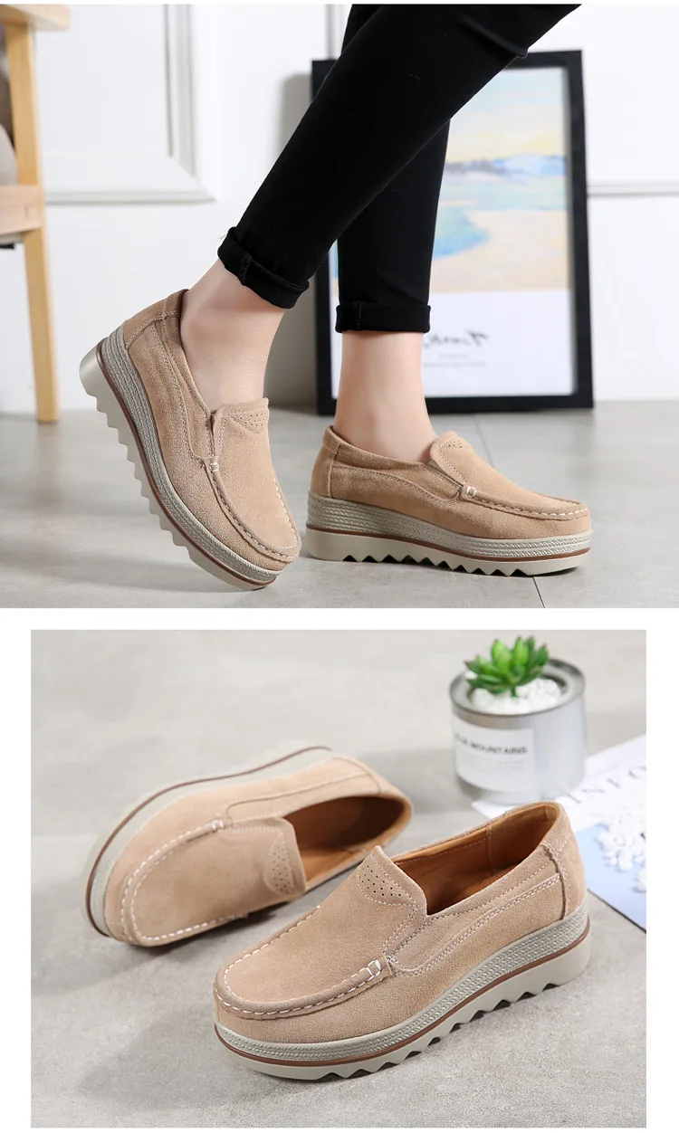  2021 Spring Women Flats Shoes Platform Slip On Flats Woman Sneakers Female Suede Ladies Tenis Loafers Moccasins Casual Shoes ballet flat leather shoes womens