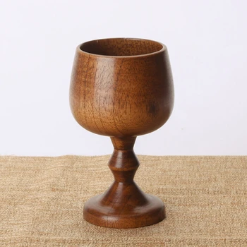 

Vintage Handmade Wooden Wine Goblet Drinking Cup Portable Beer Tea Coffee Mug
