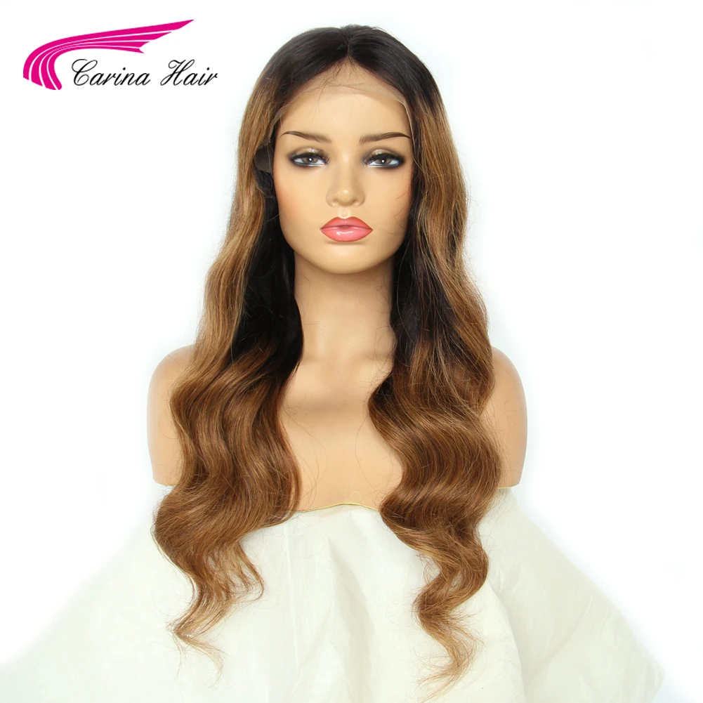 

Carina Brazilian Loose Deep 13*6 Lace Front Human Hair Wigs PrePlucked Remy Ombre Color Glueless Wig With Highlight