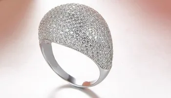 

925 Sterling silver New Fashion geometric circle ring Micro Pave Cubic Zirconia Full crystal stone silver ring wedding jewelry