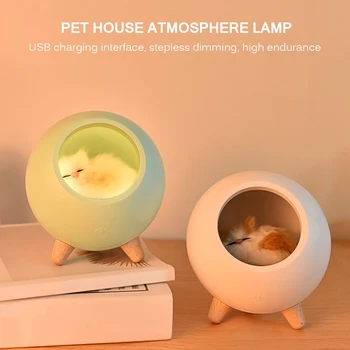 

Beautiful Cute Cat Atmosphere Light Night Light USB Charging Cartoon Touch Induction Dimming Children'S Table Lamp