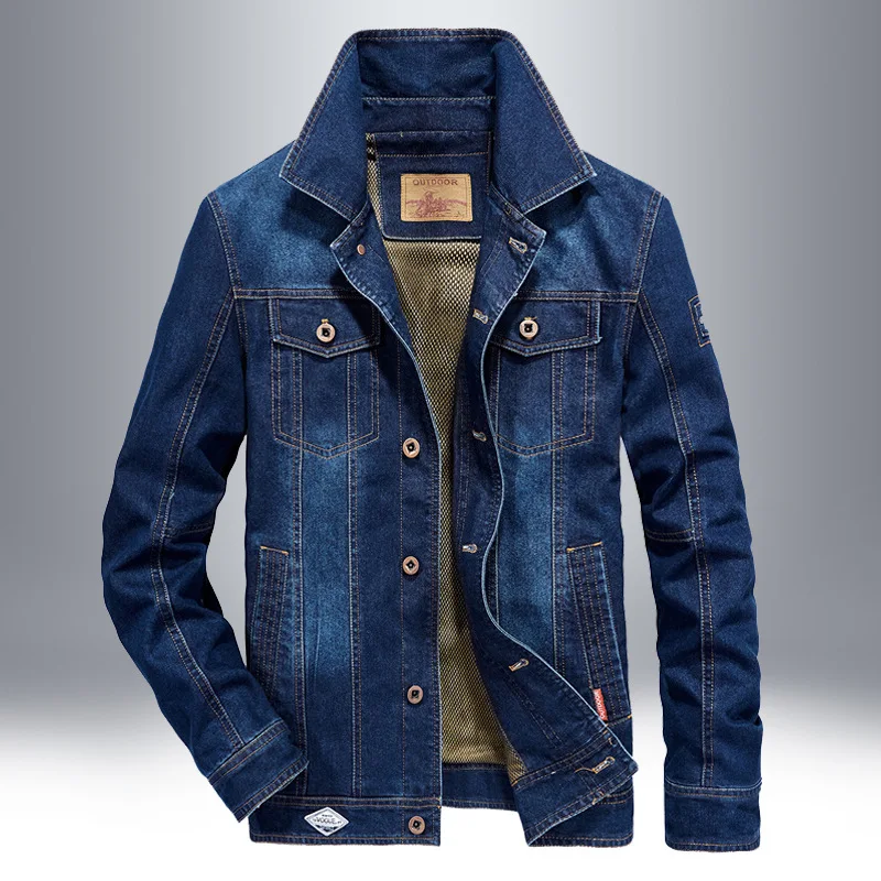 

New Style 2019 Europe And America Large Size MEN'S Denim Jacket Washing Outer Wear Convention Long Sleeve Fashion City Fold-down
