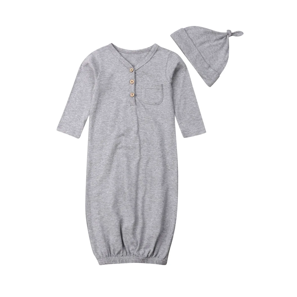 Спальный мешок на пуговицах для новорожденных; пеленка для малышей; хлопковая обертка - Цвет: Серый