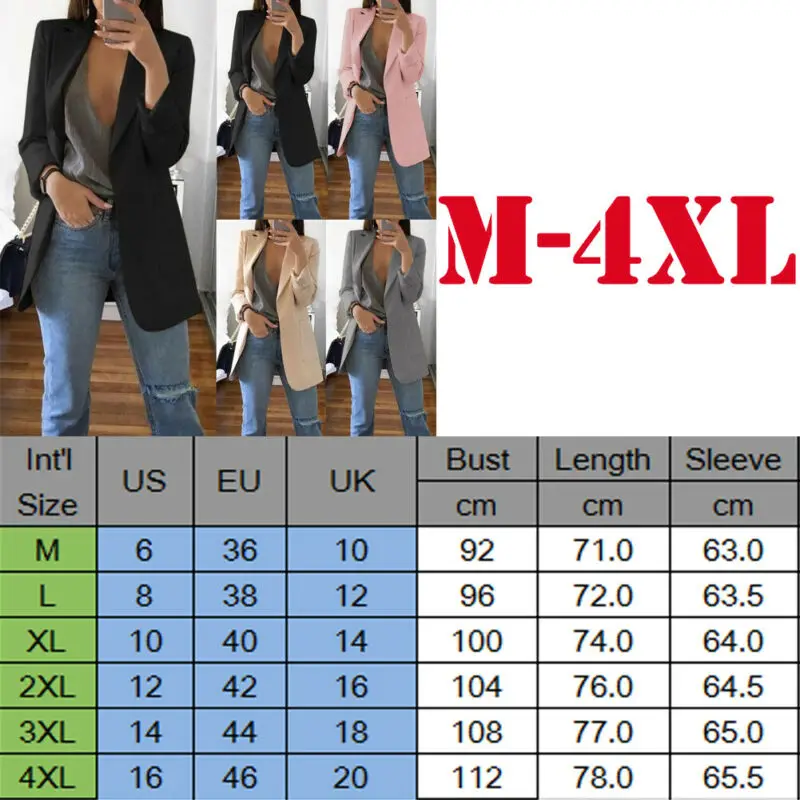 Fashion Slim Blazers Women Autumn Suit Jacket Female Work Office Lady Suit Black with Pockets Business Notched Blazer Coat New