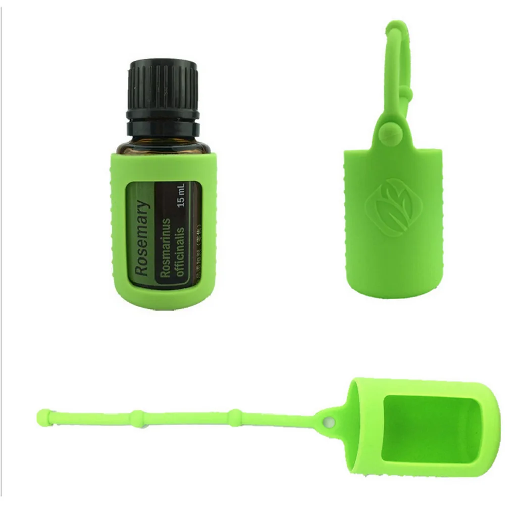 6pcs Silicone 15ml Roller Bottle Holder Sleeve Essential Oil Carry Keychain Keyring Pouch for Backpack Bag Home Travel Outdoor