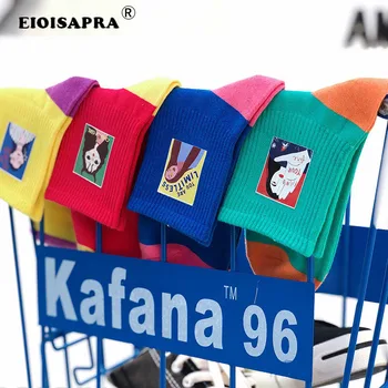 

Spring Summer New Product Personality Women Socks Printing Head Portrait Candy Color Funny Socks Creative Fashion Sokken