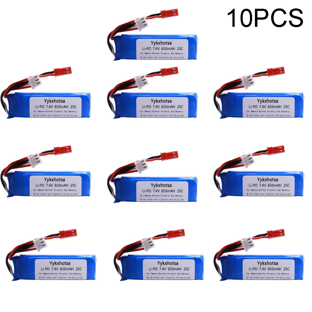 10 шт./лот Lipo Батарея для WLtoys A202 A212 A222 A232 A242 A252 4WD RC автомобиль 7,4 V 650mAh 2S высокая qulality Батарея