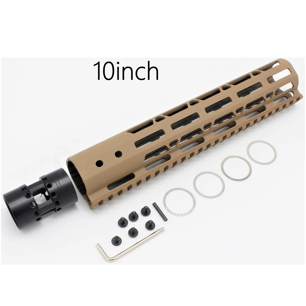 10 дюймов Tan AR-15 M4 M-LOK тонкий свободный поплавок Handguard M-LOK Боковое крепление Регулируемые Боковые Складные Ножки 6,5-9 дюймов черный - Цвет: 10inch Tan Mlok Rail