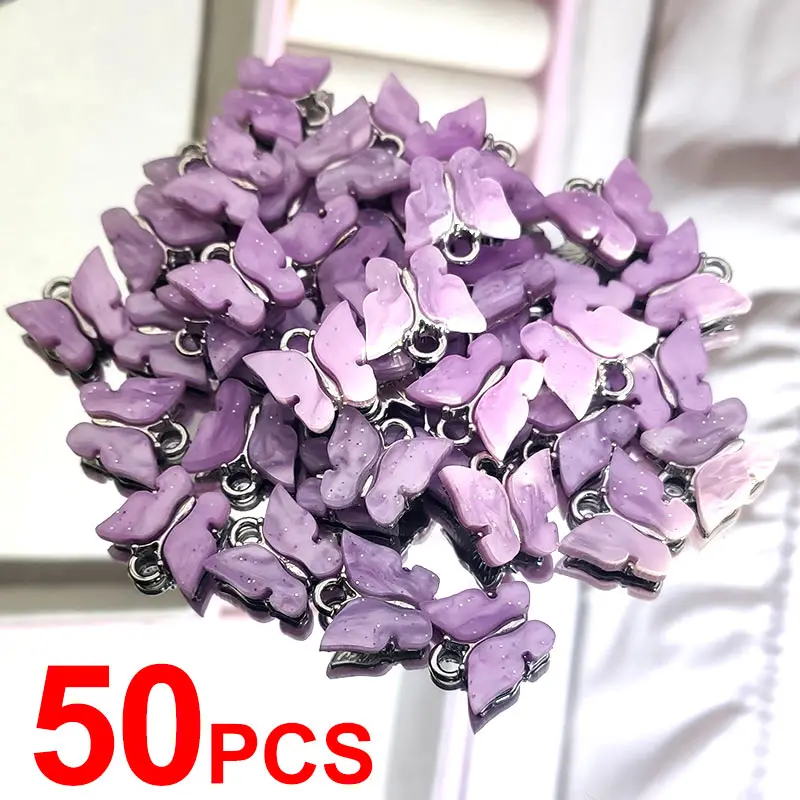 

Flatfoosie 50 шт./компл. модные ювелирные изделия бабочки аксессуары разноцветные блестящие бабочки ювелирные изделия оптом DIY серьги ожерелья