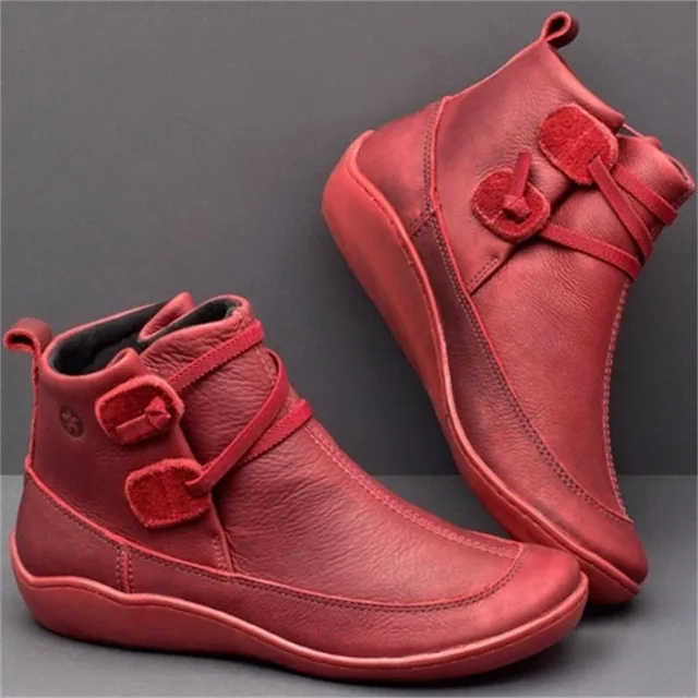 DAHOOD/Новые ботильоны; Прямая поставка; коллекция года; сезон осень; женская обувь на шнуровке в винтажном стиле; удобные ботинки на плоской подошве; женские полусапожки - Цвет: red 2