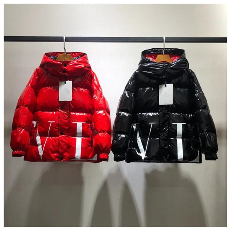 

Brand Kids Hooded Duck Down Coat Red Black Outfits Boys Winter Thick Jackets