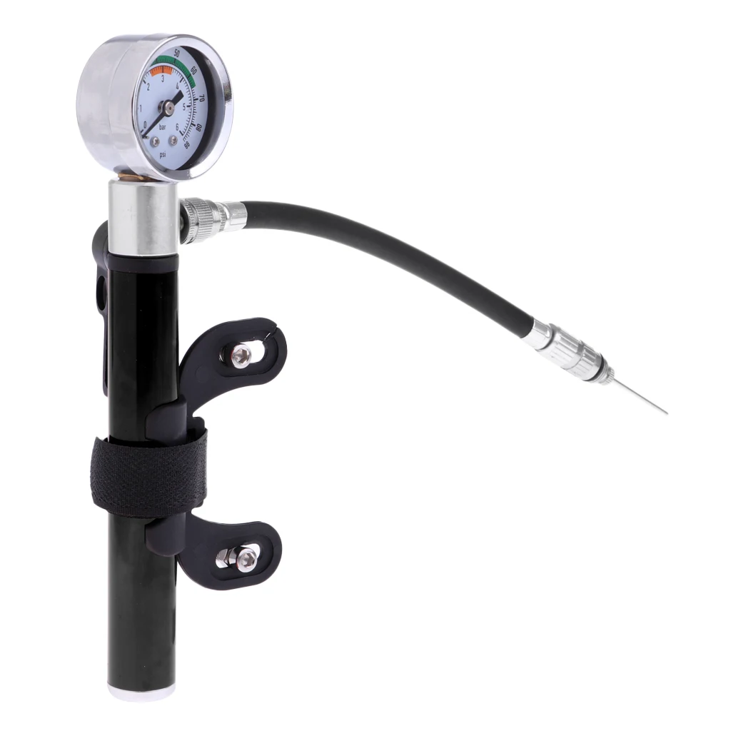 Portable Mini Bicycle Bike Air Pump With Pressure Gauge Hand Pump Tyre Tire Inflator