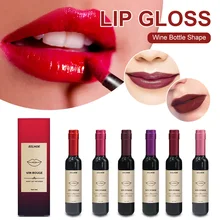6 Colors Wine Bottle Shape Liquid Lipstick High Pigmented Moisturizing Lip Tint Long Lasting Wine Red Makeup Lip Cosmetics