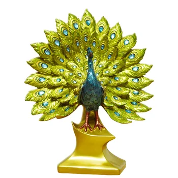 

Simulation Bird Colourful Feathers Peacock Model Resin Peacock Handicraft Home Garden Decoration Gift Flower Vase Wedding Decor
