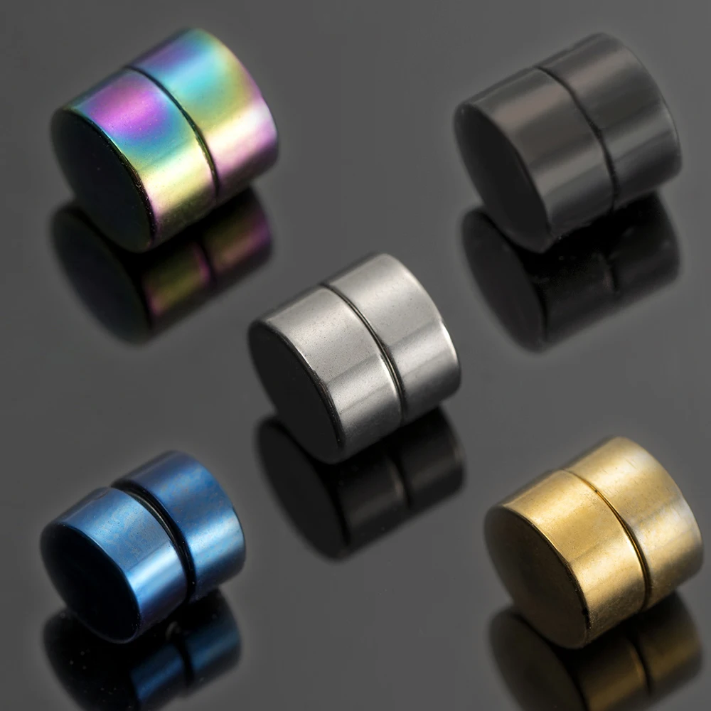 2pcs Punk Mens Strong Magnetic Stainless Steel Ear Stud Set Non Piercing Earrings Fake Earrings Gift Boyfriend Lover Jewelry ear clip earrings clip earrings ear clip stud earrings magnetic earrings ear accessories