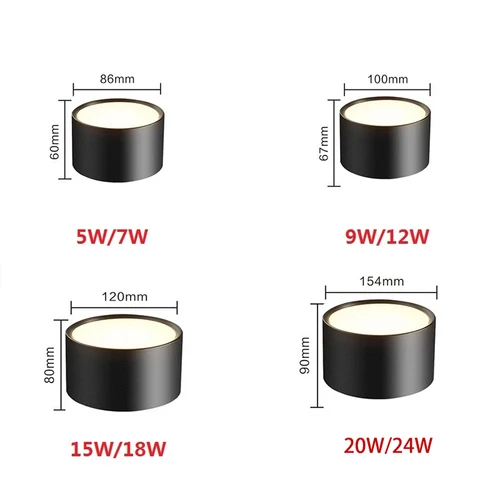 표면 장착 5W 7W 9W 12W 15W 18W 20W 24W LED 통 천장 램프 led 스포트 라이트 천장 조명, 실내 조명 4