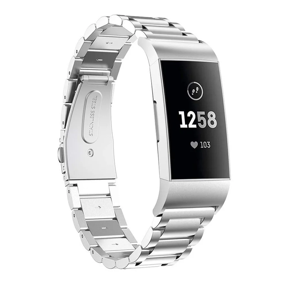 Подходит для Fitbit Charge 3 браслет из трех бусин браслет из нержавеющей стали бабочка Пряжка стальной браслет