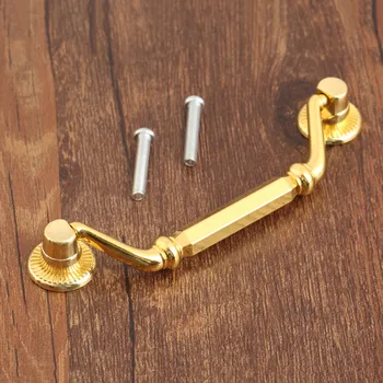 Golden Handle Vintage Pull Brass Knob 114mm35mm gold Luggage suitcase Cabinet Drawer Kitchen Decor Furniture Hardware wscrews