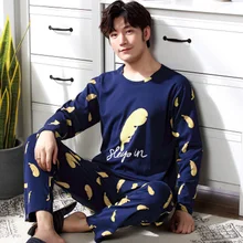 Мужская пижама с длинными рукавами; зимняя одежда для сна; одежда для сна с героями мультфильмов; одежда для сна полной длины; хлопковая Мужская Ночная рубашка; модная одежда