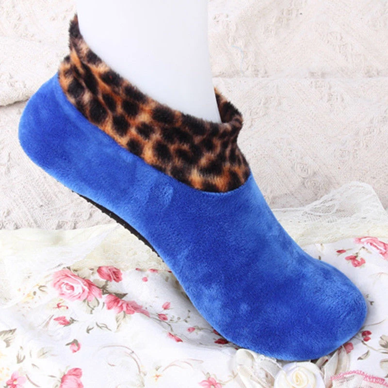 Мягкие флисовые носки для мужчин и женщин; плотные теплые бархатные носки для обуви; эластичные Нескользящие домашние носки-тапочки унисекс; сезон осень-зима - Цвет: C--Blue