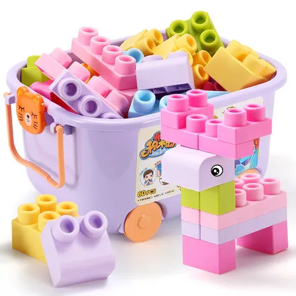 Boxed Baby Toy 3D Soft Plastic Building Blocks Compatible Touch Hand Teethers Blocks DIY Rubber Block Toy for Girl gift 2