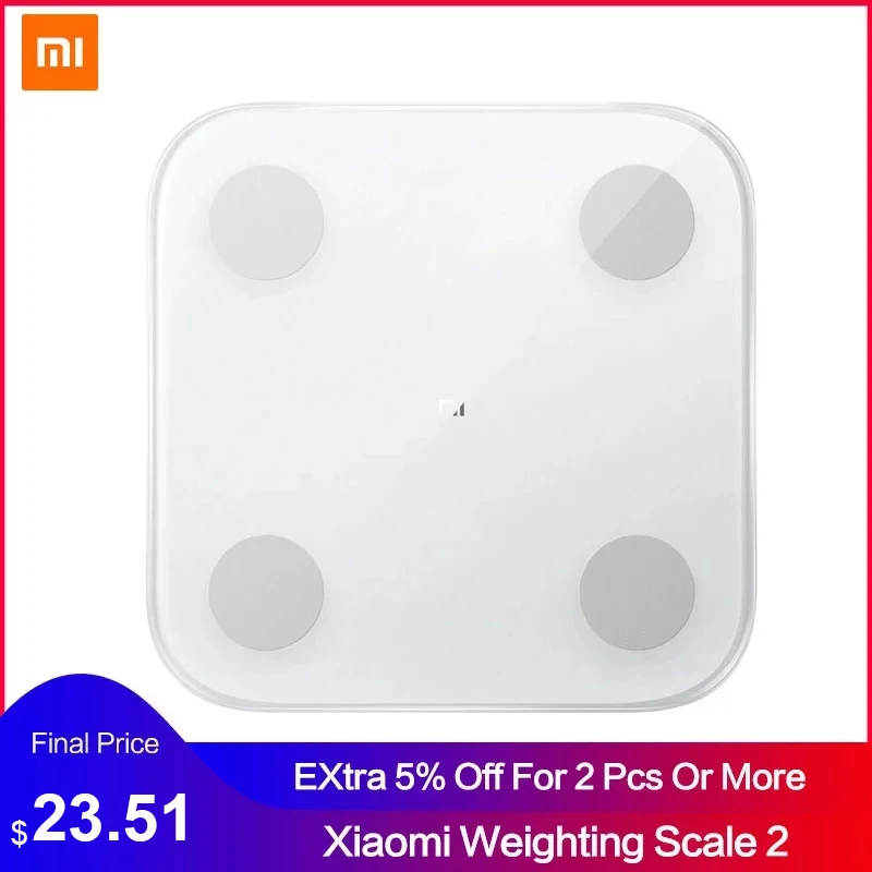 Xiaomi-Báscula electrónica digital inteligente 2 Mijia Mi para baño, peso y grasa, pantalla LED, datos, para análisis de datos en la app