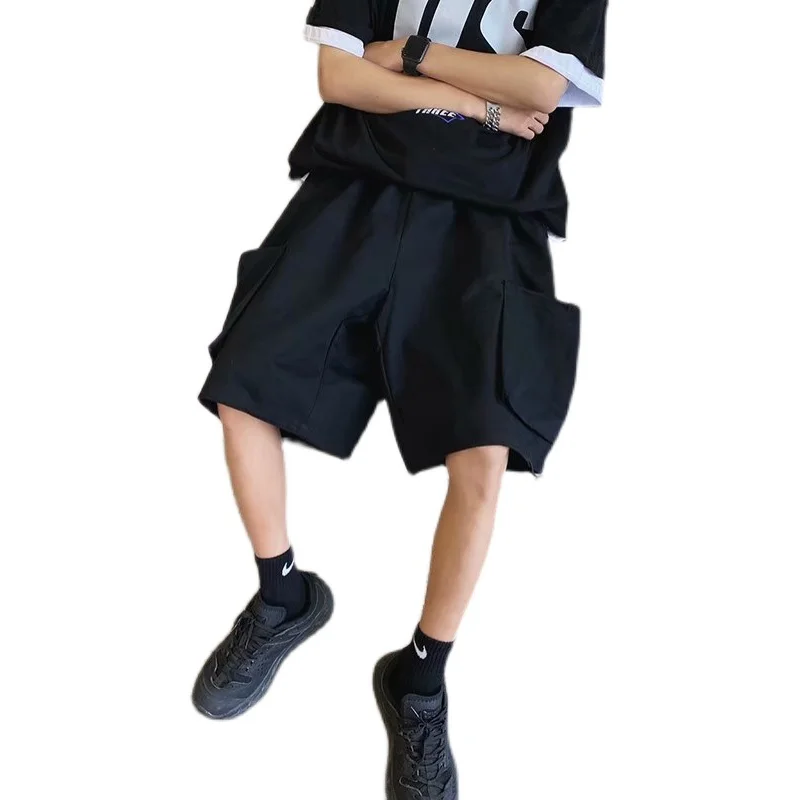 Summer new fashion brand ins Yu wenle industrial shorts men's Korean fashion pocket loose wide leg casual Capris 2021