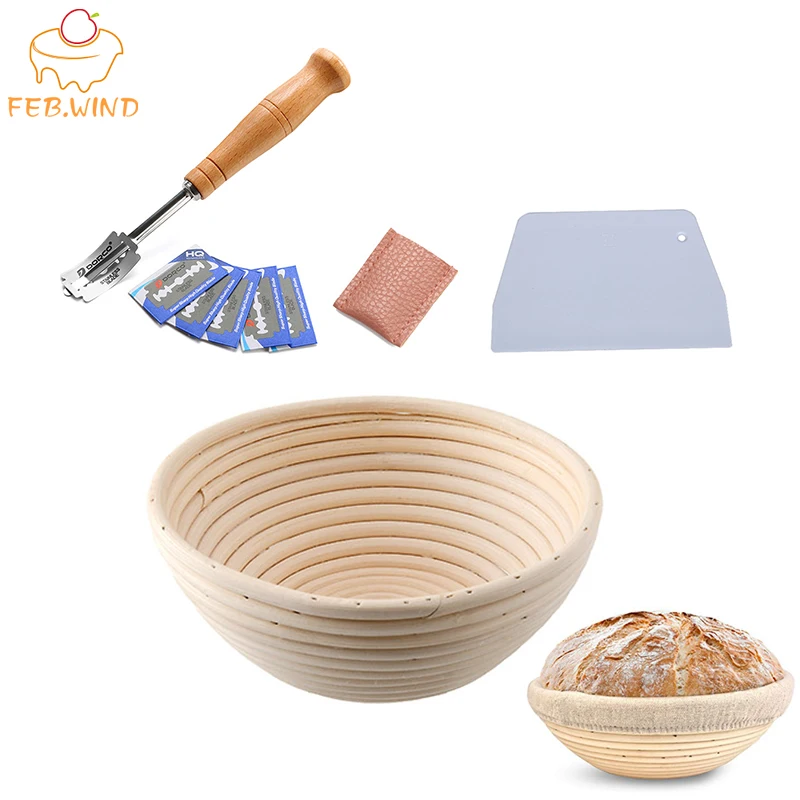  Bakery Tools Set Bread Proofing Basket And Bread Lame Toos And Dough Scraper Include 5pcs Blades So